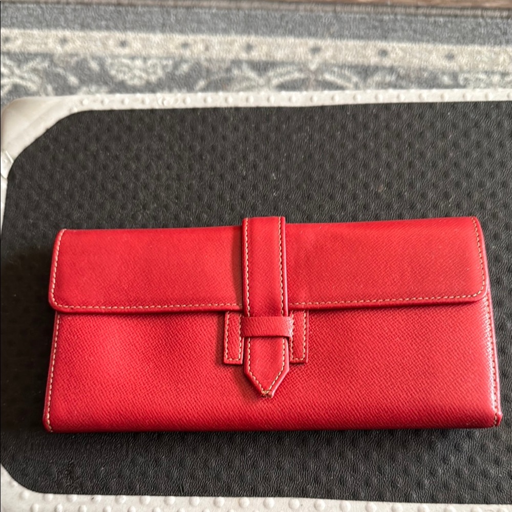 Hermes Red Continental Leather Wallet